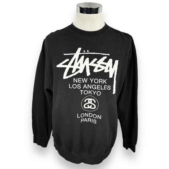 Stussy Other - Vintage Stussy World Tour Sweatshirt Men's 2XL XXL Black Cotton CrewNeck Y2K Vtg